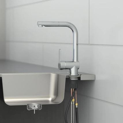 Schütte 79700 - Кухненски смесител LONDON с изтегляща се лейка, лъскав хром