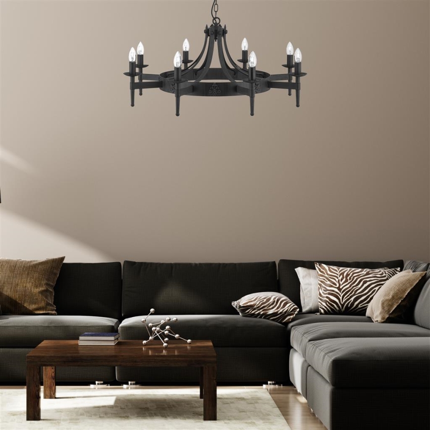 Searchlight - Полилей на верига CARTWHEEL 8xE14/60W/230V черен