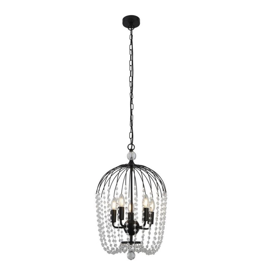 Searchlight - Висящ полилей SHOWER 5xE14/60W/230V черен
