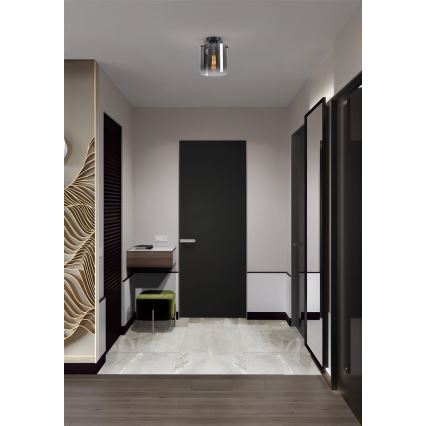 Searchlight - Таванно осветително тяло SWEDEN 1xE27/60W/230V Ø 22 см черно/димчато