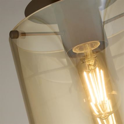Searchlight - Плафон SWEDEN 1xE27/60W/230V Ø 22 см кафяв/опушено