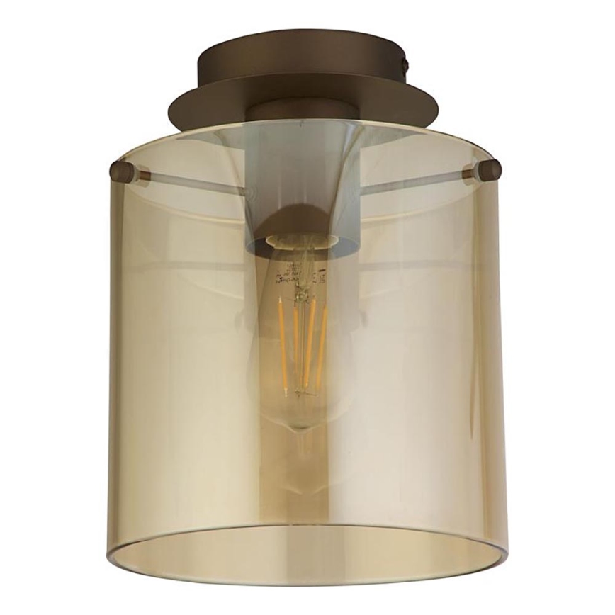 Searchlight - Плафон SWEDEN 1xE27/60W/230V Ø 22 см кафяв/опушено