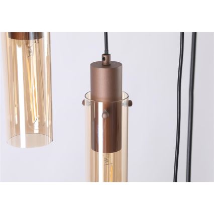 Searchlight - Люстра на кабел SWEDEN 8xE27/60W/230V кафява/опушена