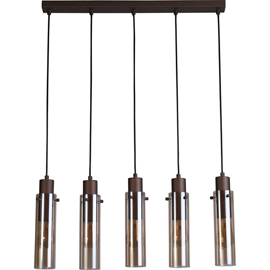 Searchlight - Полилей на кабел SWEDEN 5xE27/60W/230V кафяв/димчат