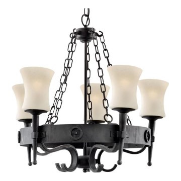 Searchlight - Полилей на верига CARTWHEEL 5xE27/60W/230V черен