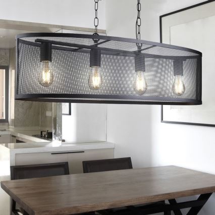 Searchlight - Полилей на въже FISHNET 4xE27/60W/230V черна