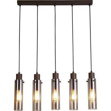 Searchlight - Полилей на кабел SWEDEN 5xE27/60W/230V кафяв/димчат