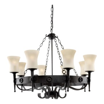 Searchlight - Полилей с верига CARTWHEEL 8xE27/60W/230V черен