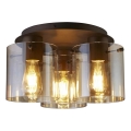 Searchlight - Потолочно осветително тяло SWEDEN 3xE27/60W/230V Ø 39 см кафяво/димчато