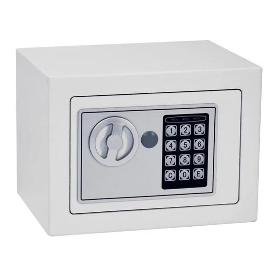 Сейф 4xAA 23x17 см бял/матов хром