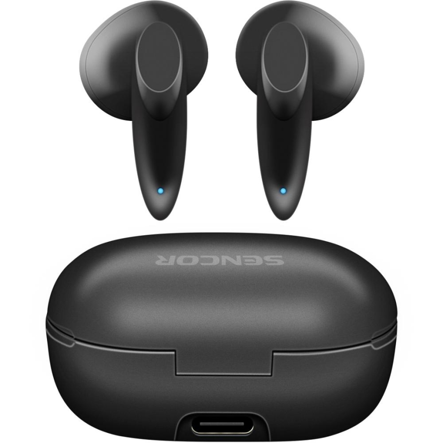 Sencor - Безжичен earphones 230 mAh + 2x 25 mAh IPX4 черен