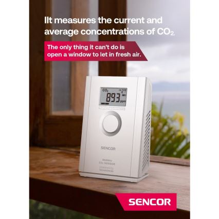 Sencor - Безжичен сензор за въглероден диоксид 5V/3xAA 2000 mAh