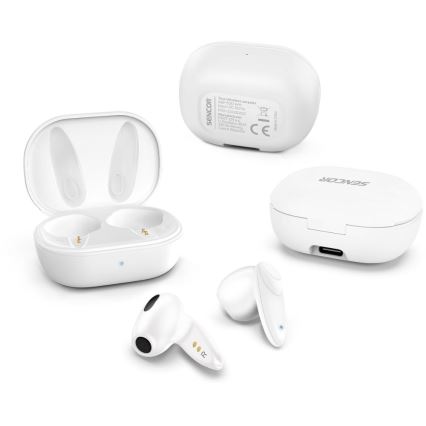 Sencor - Безжични слушалки 230 mAh + 2x 25 mAh IPX4 бели