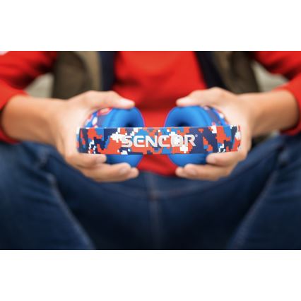 Sencor - Безжични слушалки с микрофон 3,7V/400 mAh сини/червени