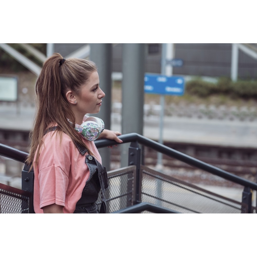 Sencor - Безжични слушалки с микрофон 3,7V/400 mAh зелени/бели