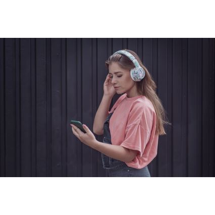 Sencor - Безжични слушалки с микрофон 3,7V/400 mAh зелени/бели