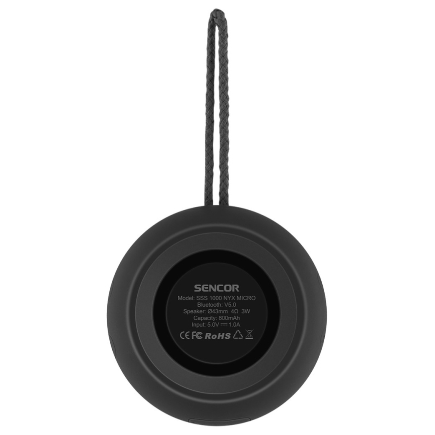 Sencor - Безжична тонколона 3W 800 mAh IPX4 черна