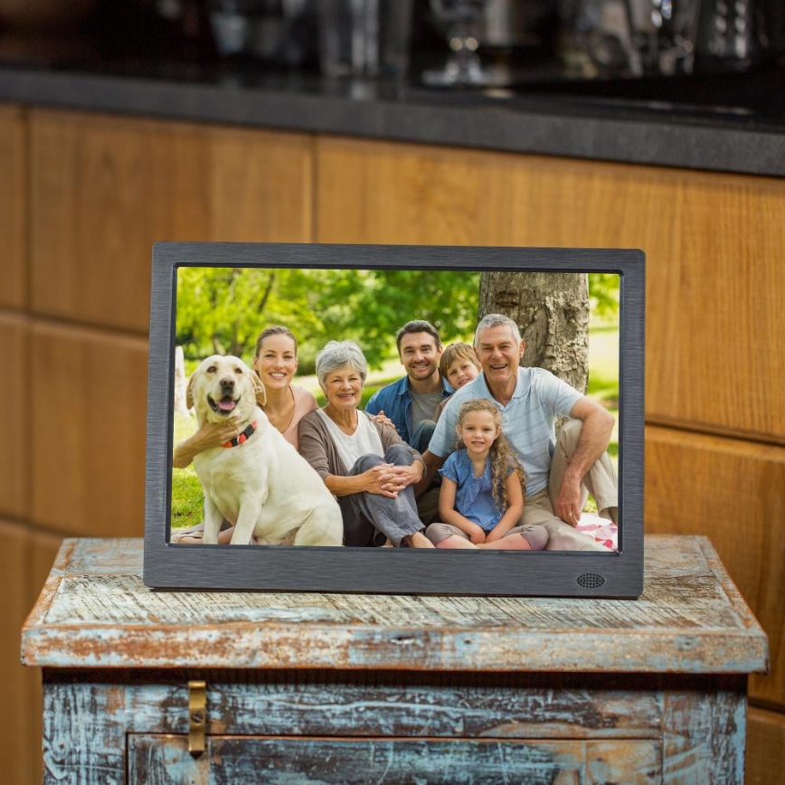 Sencor - Цифрова фоторамка 13,3 с вграден високоговорител, 230V, антрацит + дистанционно управление