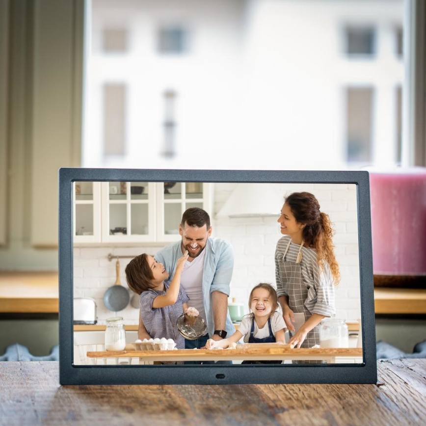 Sencor - Дигитална фоторамка 15,4 с високоговорител 230V черна + дистанционно управление