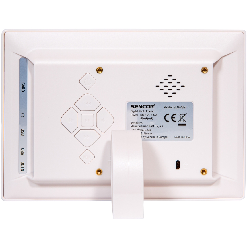Sencor - Дигитална рамка за снимки с тонколона 230V бяла + дистанционно