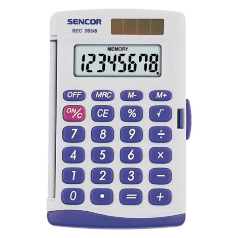 Sencor - Джобен калкулатор 1xLR41 бял/син
