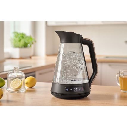 Sencor - Електрическа кана с терморегулация 1,5 l 2150W/230V черна/розово-златна