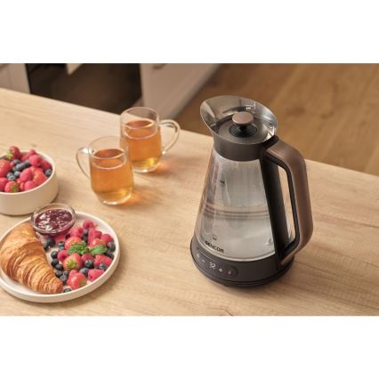 Sencor - Електрическа кана с терморегулация 1,5 l 2150W/230V черна/розово-златна