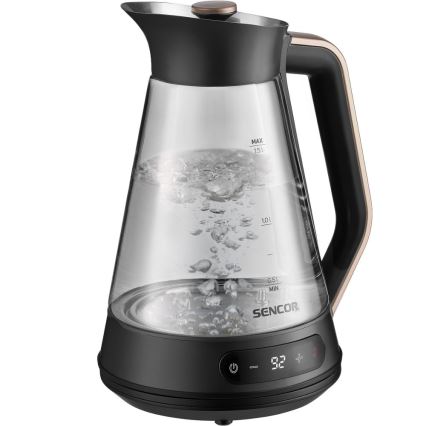 Sencor - Електрическа кана с терморегулация 1,5 l 2150W/230V черна/розово-златна