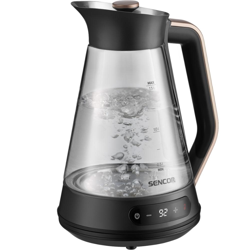 Sencor - Електрическа кана с терморегулация 1,5 l 2150W/230V черна/розово-златна