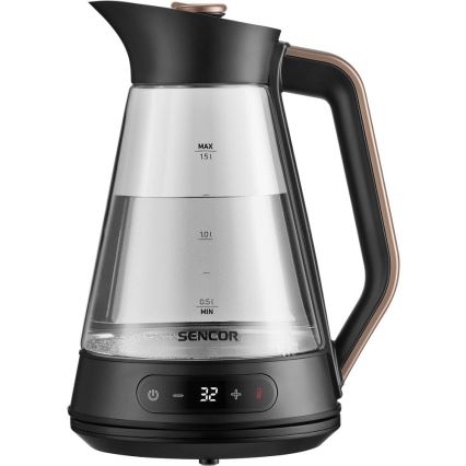Sencor - Електрическа кана с терморегулация 1,5 l 2150W/230V черна/розово-златна