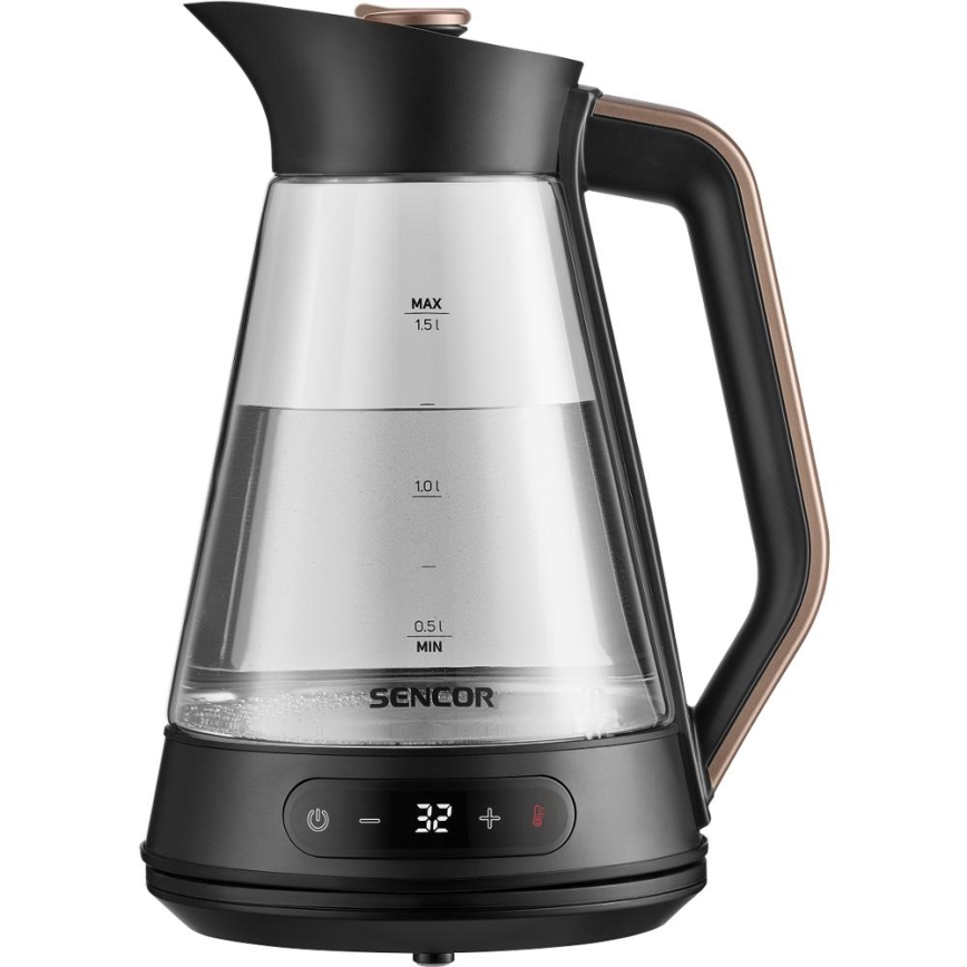 Sencor - Електрическа кана с терморегулация 1,5 l 2150W/230V черна/розово-златна