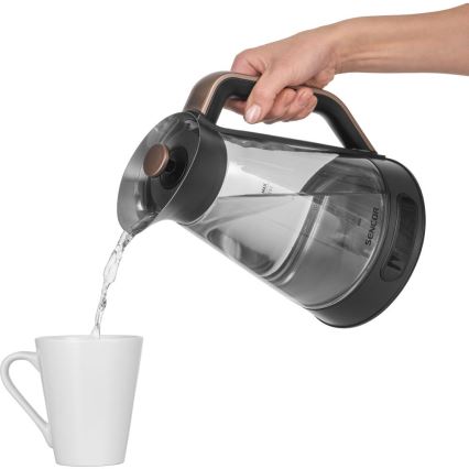 Sencor - Електрическа кана с терморегулация 1,5 l 2150W/230V черна/розово-златна