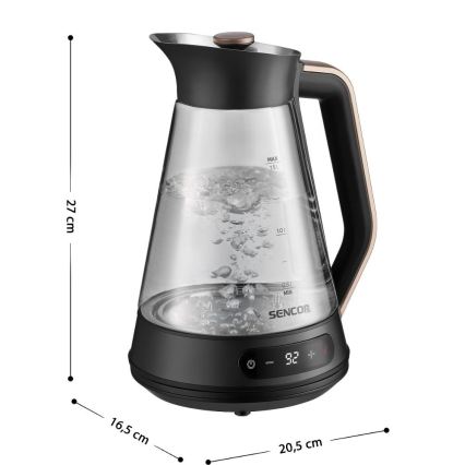 Sencor - Електрическа кана с терморегулация 1,5 l 2150W/230V черна/розово-златна