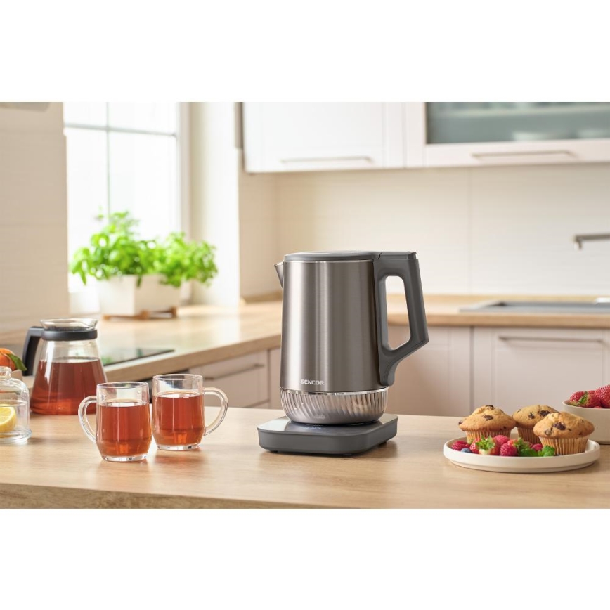 Sencor - Електрическа кана с терморегулация 1,7 l 1800W/230V неръждаема стомана