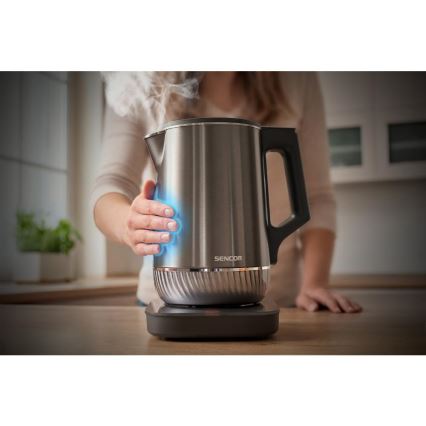 Sencor - Електрическа кана с терморегулация 1,7 l 1800W/230V неръждаема стомана
