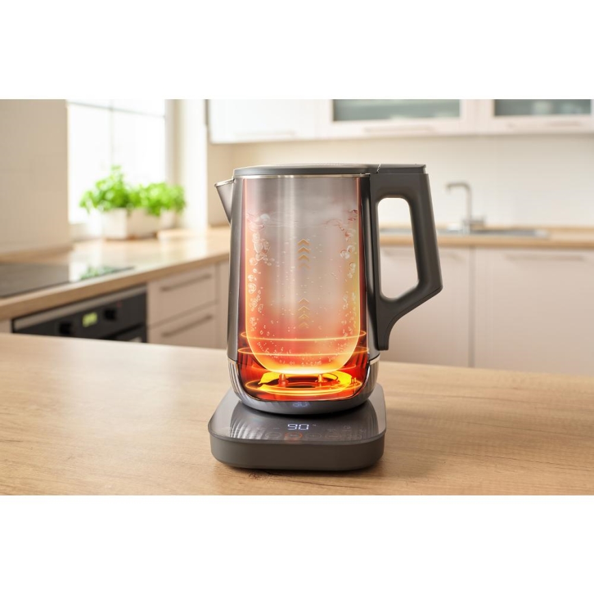 Sencor - Електрическа кана с терморегулация 1,7 l 1800W/230V неръждаема стомана