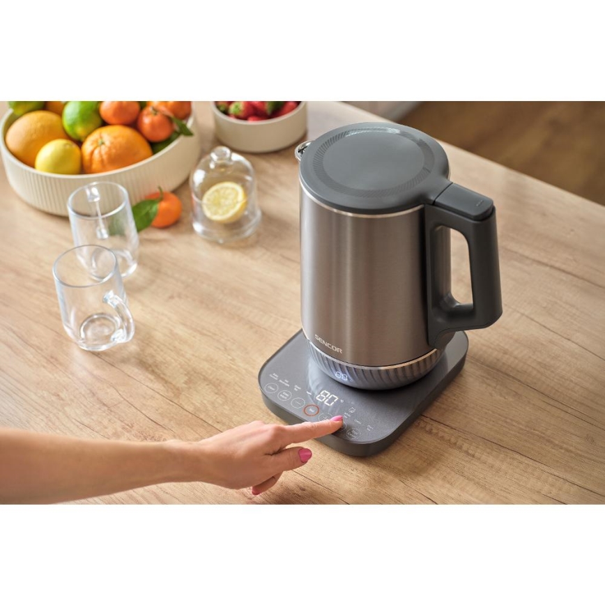 Sencor - Електрическа кана с терморегулация 1,7 l 1800W/230V неръждаема стомана