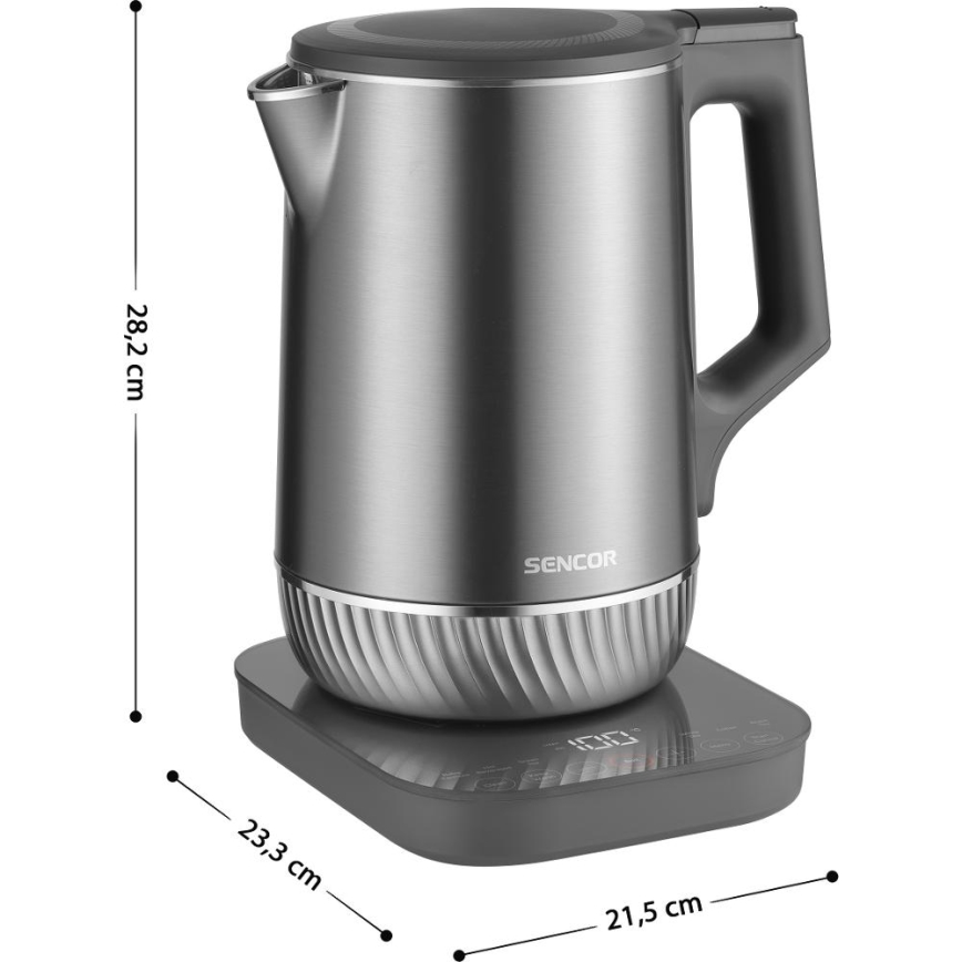 Sencor - Електрическа кана с терморегулация 1,7 l 1800W/230V неръждаема стомана