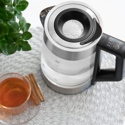 Sencor - Електрическа кана с терморегулация 1,7 л 2200W/230V матов хром/черна