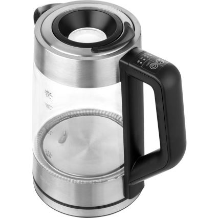 Sencor - Електрическа кана с терморегулация 1,7 л 2200W/230V матов хром/черна