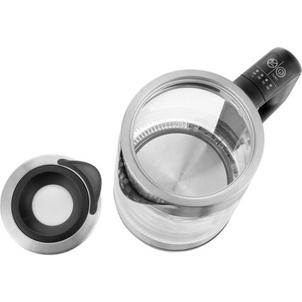 Sencor - Електрическа кана с терморегулация 1,7 л 2200W/230V матов хром/черна