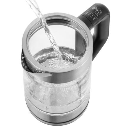 Sencor - Електрическа кана с терморегулация 1,7 л 2200W/230V матов хром/черна