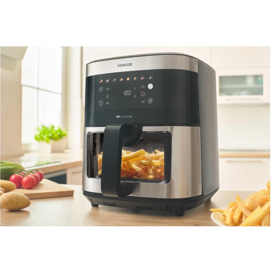 Sencor - Фритюрник с горещ въздух 9 л 1700W/230V черен/матов хром