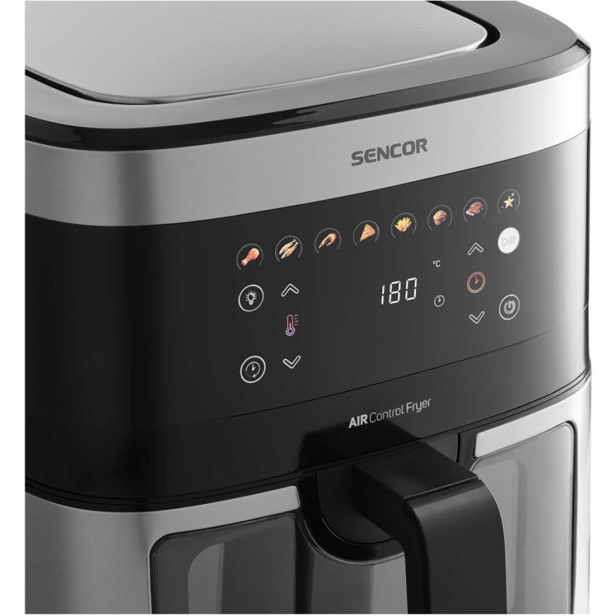 Sencor - Фритюрник с горещ въздух 9 л 1700W/230V черен/матов хром