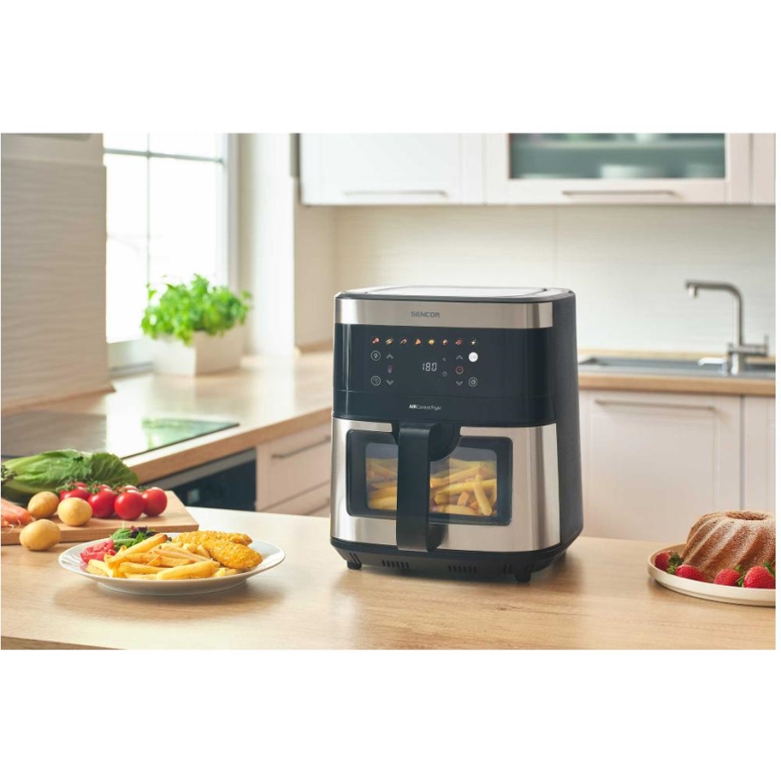 Sencor - Фритюрник с горещ въздух 9 л 1700W/230V черен/матов хром