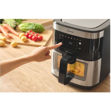 Sencor - Фритюрник с горещ въздух 9 л 1700W/230V черен/матов хром