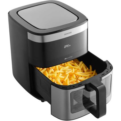 Sencor - Фритюрник с горещ въздух 9 л 1700W/230V черен/матов хром