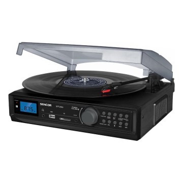 Sencor - Грамофон с USB/SD/FM 8W/230V + дистанционно управление