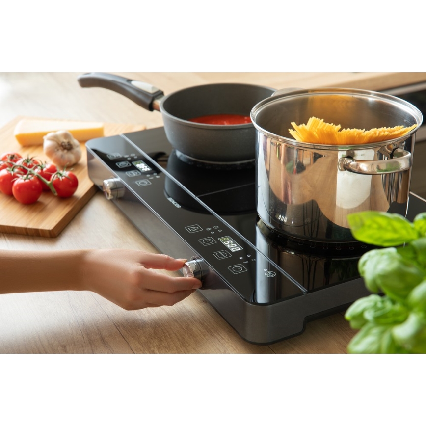 Sencor - Индукционен котлон с 2 зони и LCD дисплей 3400W/230V