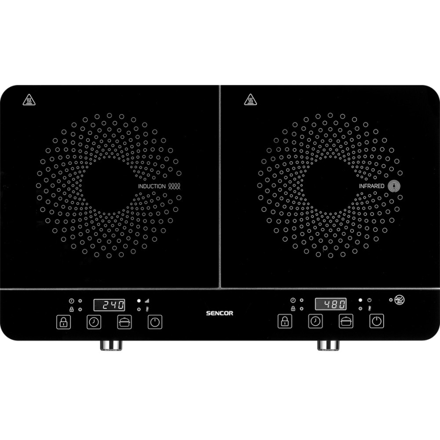 Sencor - Индукционен котлон с 2 зони и LCD дисплей 3400W/230V
